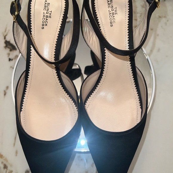 NIB MARC JACOBS Womens Black The Slingback Toe Sculpted Heel Leather Pumps 36 - Picture 7 of 12